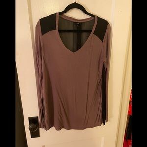 Brown top with sheer black back